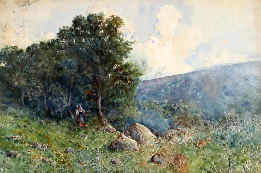 Francesco Paolo Michetti - 116, Paesaggio con boscaiola